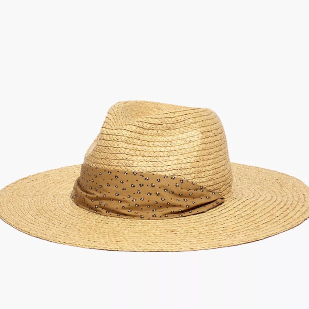 Mini Leopard Scarf-Strap Straw Hat